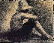 Georges Seurat The Youngster Wearing hat sat on the Lawn USA oil painting reproduction